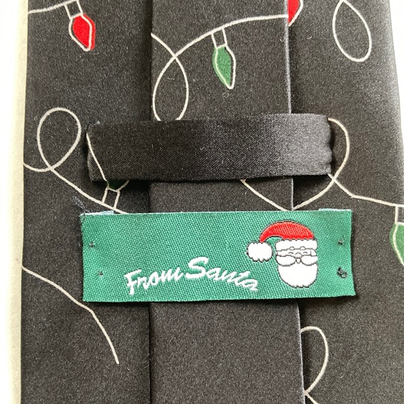 Christmas Lights Black Silk Men’s Tie - Picture 4 of 6